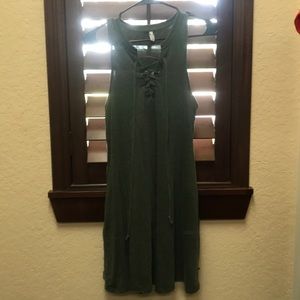 Z supply lace up olive dress